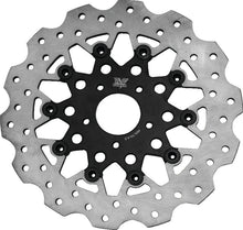 Load image into Gallery viewer, Twin Power 08-13 FLH FLT 08-16 FLHR 06-17 Dyna Front 11.8 Scalloped Floating Rotor Black Mesh