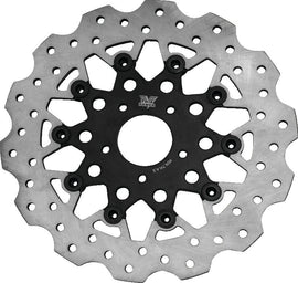 Twin Power 08-13 FLH FLT 08-16 FLHR 06-17 Dyna Front 11.8 Scalloped Floating Rotor Black Mesh
