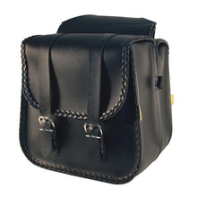 Load image into Gallery viewer, Willie &amp; Max Universal Braided Straight Saddlebags (10.5 in L x 11.5 in W x 4 in H) - Black