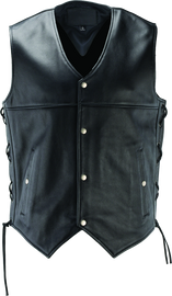 River Road Old Skool Leather Vest Black - 2XL