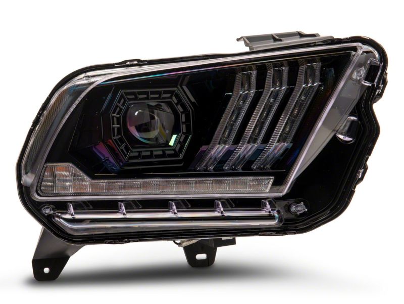 Raxiom 13-14 Ford Mustang LED Projector Headlights SEQL Turn Signals- Blk Housing (Clear Lens)