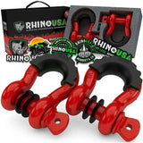 Rhino USA 3/4In D-Ring Shackle Set (2-Pack)(Red)