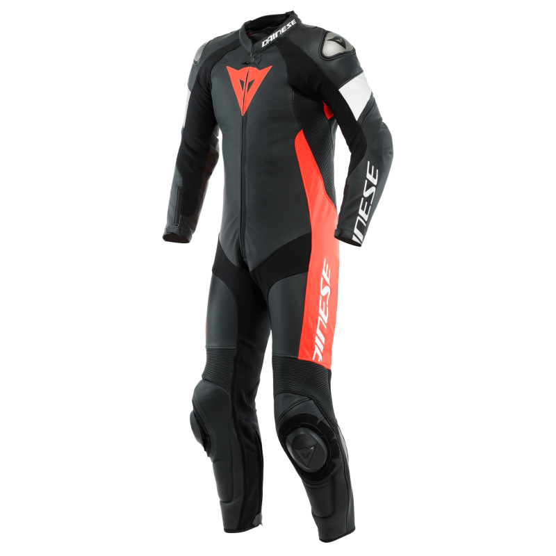 Dainese Tosa 1PC Leather Suit Perforated Black/Fluorescent Red/White Size - 50