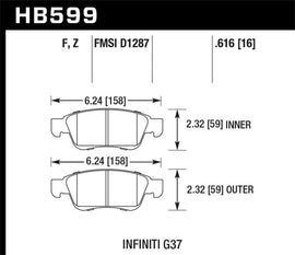 Hawk 14-15 Infiniti Q60 HPS 5.0 Front Brake Pads