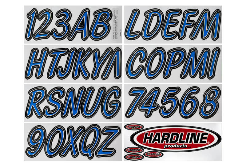 Hardline Boat Lettering Registration Kit 3 in. - 400 Blue/Black