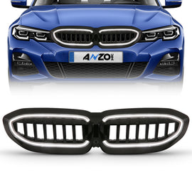 ANZO 19-22 BMW 3 Series Black Housing Full LED Front Grille w/ Initiation & Running Light