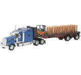 New Ray Toys Kenworth W900 with Flatbed, Pallets and Forklift/ Scale - 1:32
