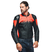 Load image into Gallery viewer, Dainese Racing 4 Leather Jacket Perforated Black/Fluorescent Red Size - 54