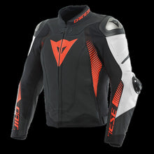 Load image into Gallery viewer, Dainese Super Speed 4 Perforated Leather Jacket Matte Black/White/Fluorescent Red Size - 54