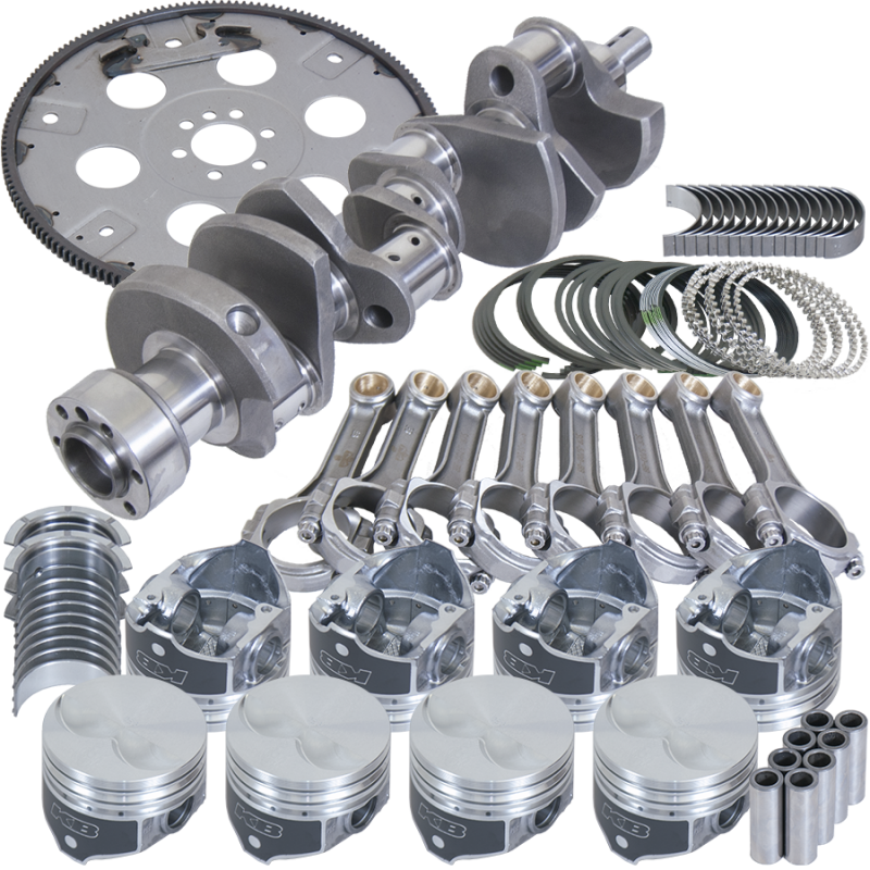Eagle Chevy 305 1Pc 3.480in Crank 5.700in I-Beam Rods 3.776in Pistons 168 Tooth FP Balanced Assembly