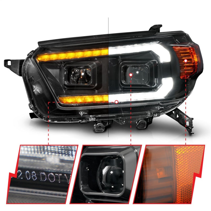 ANZO 10-13 Toyota 4Runner Projector Headlights - Black