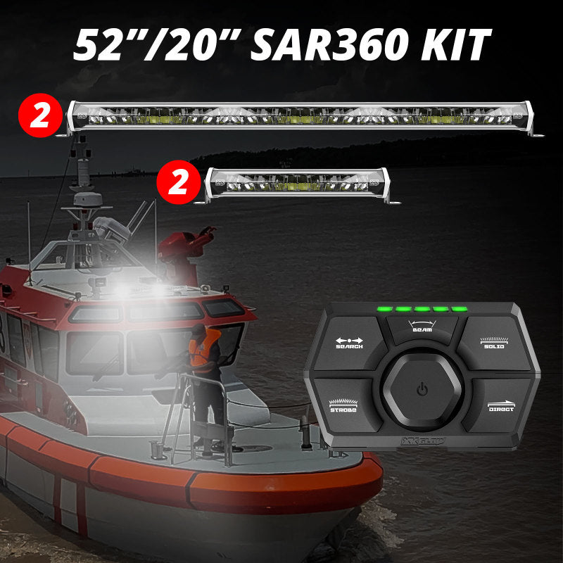 XK Glow SAR360 Light Bar Kit Emergency Search and Rescue Light System White (2)52In (2)20In