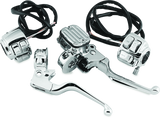 Bikers Choice 96-05 Big Twin 9/16in Bore Chrome Handlebar Control Kit With Chrome Switches