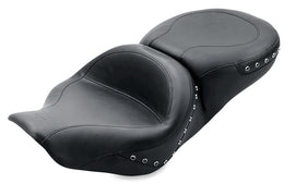Mustang 97-07 Harley Rd King,06-07 Str Glide,00-05 Eagle Hightail Std Tour Pass Seat w/Studs - Black
