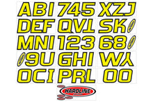 Load image into Gallery viewer, Hardline Boat Lettering Registration Kit 3 in. - 700 Yellow/Black