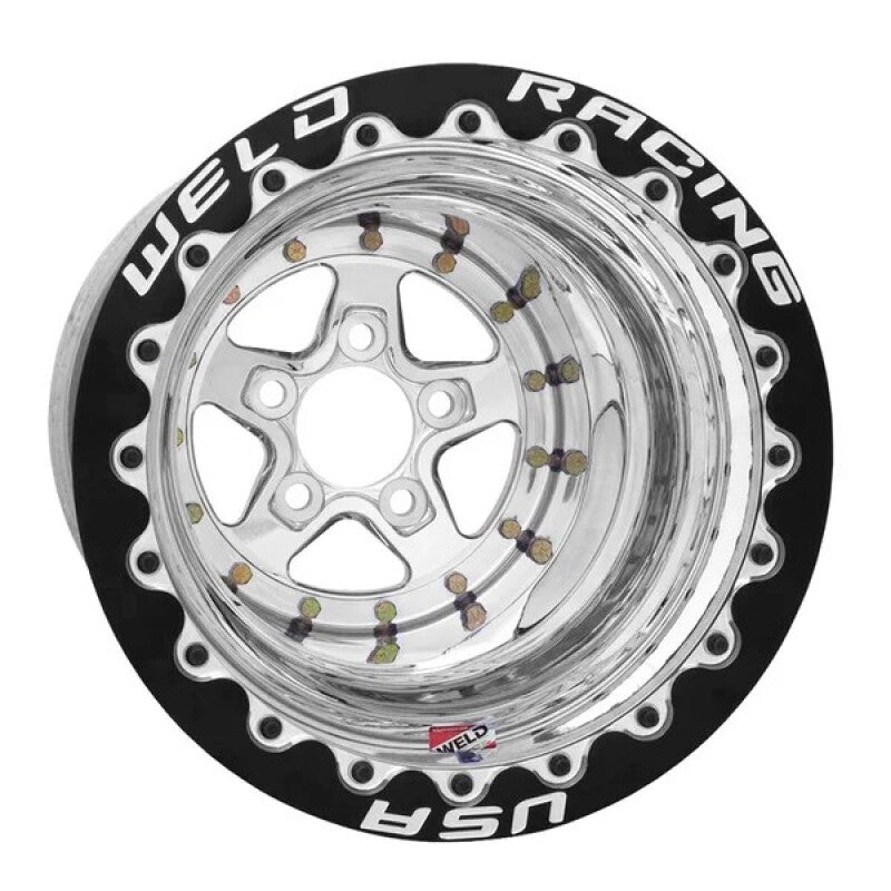 Weld Alumastar 2.0 15x12 / 5x4.5 BP / 7in. BS Polished Wheel - Black Single Bead Lock MT