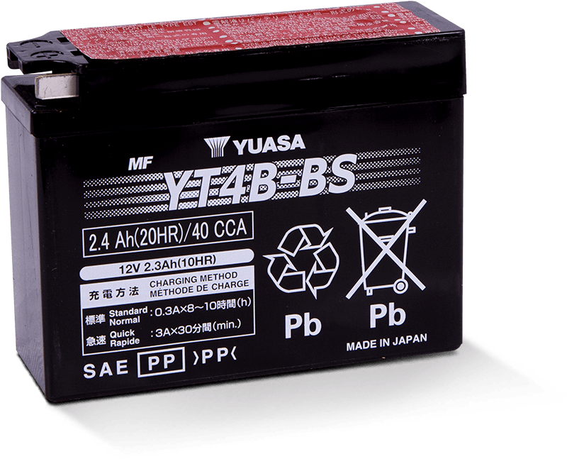 Yuasa YT4B-BS Maintenance Free AGM 12-Volt Battery w/Bottle
