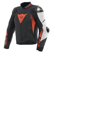 Dainese Super Speed 4 Perforated Leather Jacket Matte Black/White/Fluorescent Red Size - 58