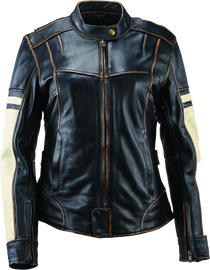 River Road Dame Vintage Leather Jacket Black Womens - Small