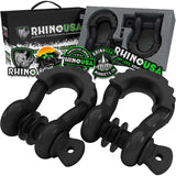 Rhino USA 3/4In D-Ring Shackle Set (2-Pack) Matte Black