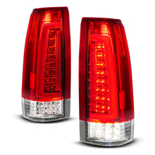 Load image into Gallery viewer, ANZO 88-99 Chevy C/K1500/2500/3500 Full LED Light Tube Taillights Chrome Housing Red/Clear Lens