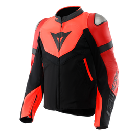 Dainese Iperattiva Leather-Tex Jacket Red Fluorescent/Black Size - 44
