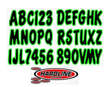 Load image into Gallery viewer, Hardline Boat Lettering Registration Kit 3 in. - 200 Black/Kiwi Green