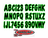 Hardline Boat Lettering Registration Kit 3 in. - 200 Black/Kiwi Green