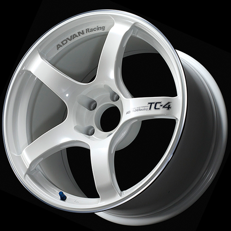 Advan TC4 18x7.5 / +48 Offset / 5x114.3 / 73mm Bore / Racing White Metallic and Ring
