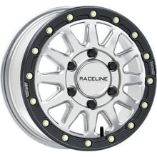 Load image into Gallery viewer, Raceline A14BG Alpha 15x6.5in/6x139.7 BP/74mm Offset/78.1mm Bore - Silver &amp; Blk Ring Beadlock Wheel