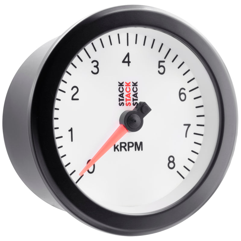 Autometer Stack Sport 88mm 0-8K RPM Tachometer - White