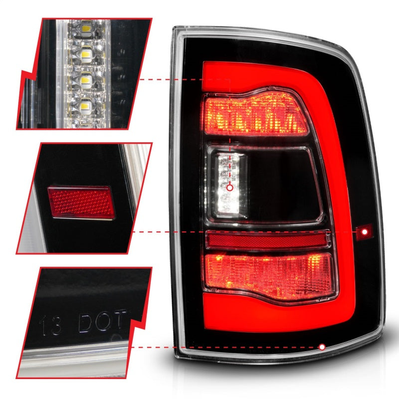 ANZO 09-18 Dodge Ram 1500 Sequential LED Taillights Black