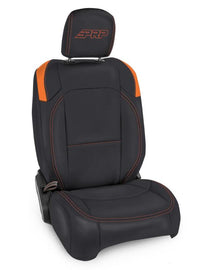 PRP Jeep Wrangler JL Front Seat Covers - 2 door- with Molle Back (Pair) - Black/Orange