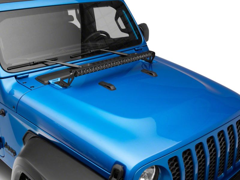 Raxiom 18-23 Jeep Wrangler JL Axial Series 30-In Single Row LED Light Bar w/ Hood Mounting Brackets