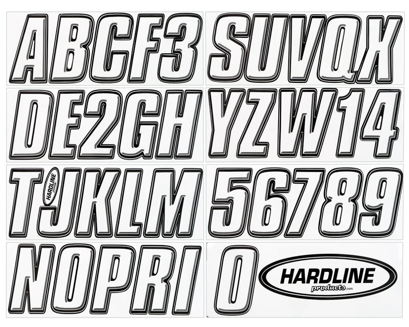 Hardline Boat Lettering Registration Kit 3 in. - 800 Transparent Clear/Black