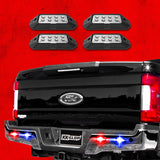 XK Glow Strobe Pod Lights w/ Traffic Modes Ultra LEDs Multiple Modes + Solid On - Red + Blue 4pc