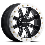Raceline A71 Mamba 14x10in/4x156 BP/5+5 0mm Offset/132.5mm Bore - Blk & Machined Ring Beadlock Wheel