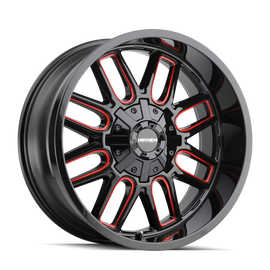 Mayhem 8107 Cogent 22x10 / 8x165.1 BP / -19mm Offset / 130.8mm Hub Gloss Blk Mill Prism Red Wheel