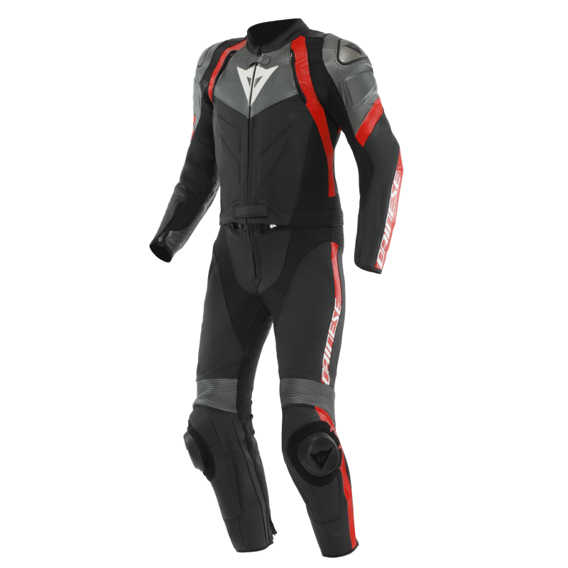 Dainese Avro 4 Leather 2PC Suit Black/Anthracite/Red Lava Size - 46