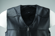 Load image into Gallery viewer, Kuryakyn Leather By River Road Plains Leather Vest Black - Small