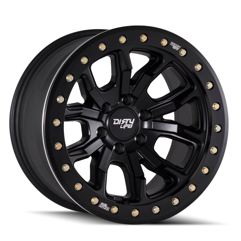 Dirty Life 9303 DT-1 17x9 / 5x139.7 BP / -38mm Offset / 108mm Hub Matte Black Wheel - Beadlock