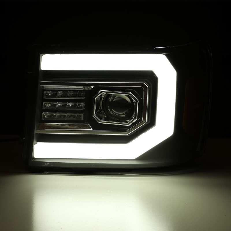 AlphaRex 07-13 GMC Sierra 1500 (No Clsc) LUXX-Series LED Proj HL Chrome w/Actv Lgt & Seq.Sig / DRL