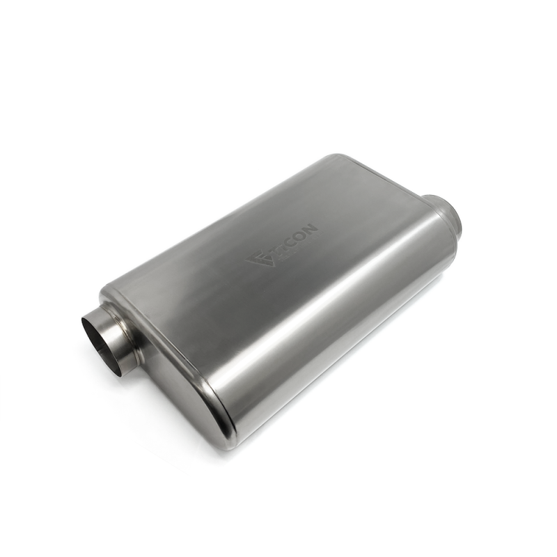 Ticon Industries 17in Overall Length 2.5in Thin Oval Titanium Muffler - 2.5in Offset In/Offset Out