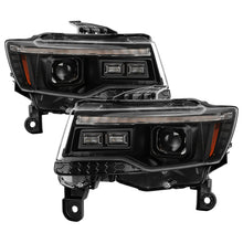 Load image into Gallery viewer, Spyder 14-21 Jeep Grand Cherokee Proj Headlights - Halogen Model Only - PRO-YD-JGC14HALSI-SBGR-BK