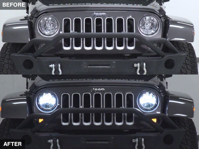 Raxiom07-18 Jeep Wrangler JK LED Halo Projector Headlights- Chrome Housing (Clear Lens)
