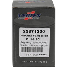 Load image into Gallery viewer, Vertex Piston 02-18 Yamaha YZ 85 85cc +2mm Cast Big Bore Piston Kit 92cc.