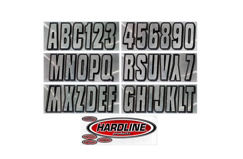 Hardline Boat Lettering Registration Kit 3 in. - 320 Chrome/Black