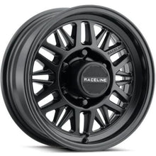 Load image into Gallery viewer, Raceline 451B Ryno TR Trailer 12x4in / 5X4.5 BP / 0mm Offset / 3.19mm Bore - Satin Black