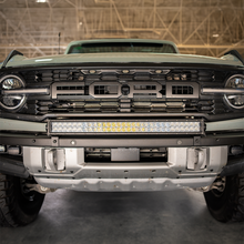 Load image into Gallery viewer, Cali Raised 2021+ Ford Raptor Bumper Light Bar Mounting Kit - 5D Optic Osram 32In DualRow Bar Combo