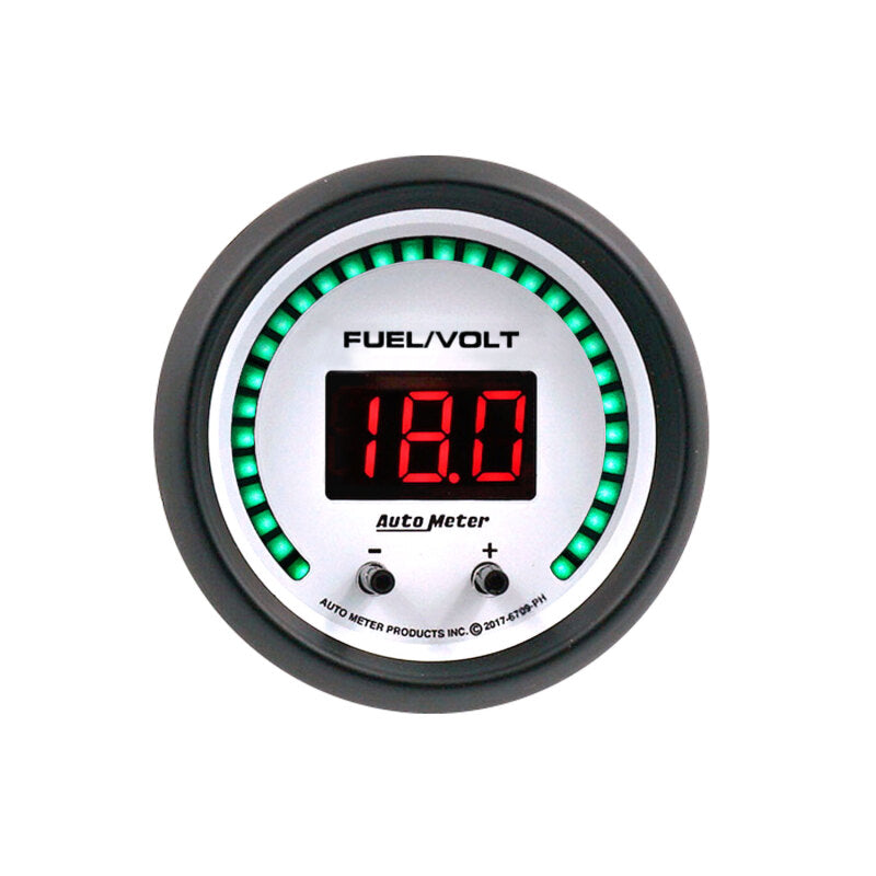 Autometer 52.4mm White Switchable 0-100 Fuel Level/8-18V Voltmeter Phantom Elite Digital Gauge